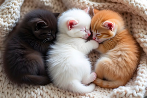 Trio Of Kittens Sleeping Peacefully, a Photo by LOGOCREATIVE