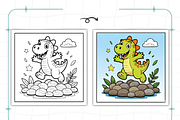 Bold Easy Cute Dinosaur Coloring Pag, an Animal Illustration by Ink Gallery (Thumbnail 5 of 9)