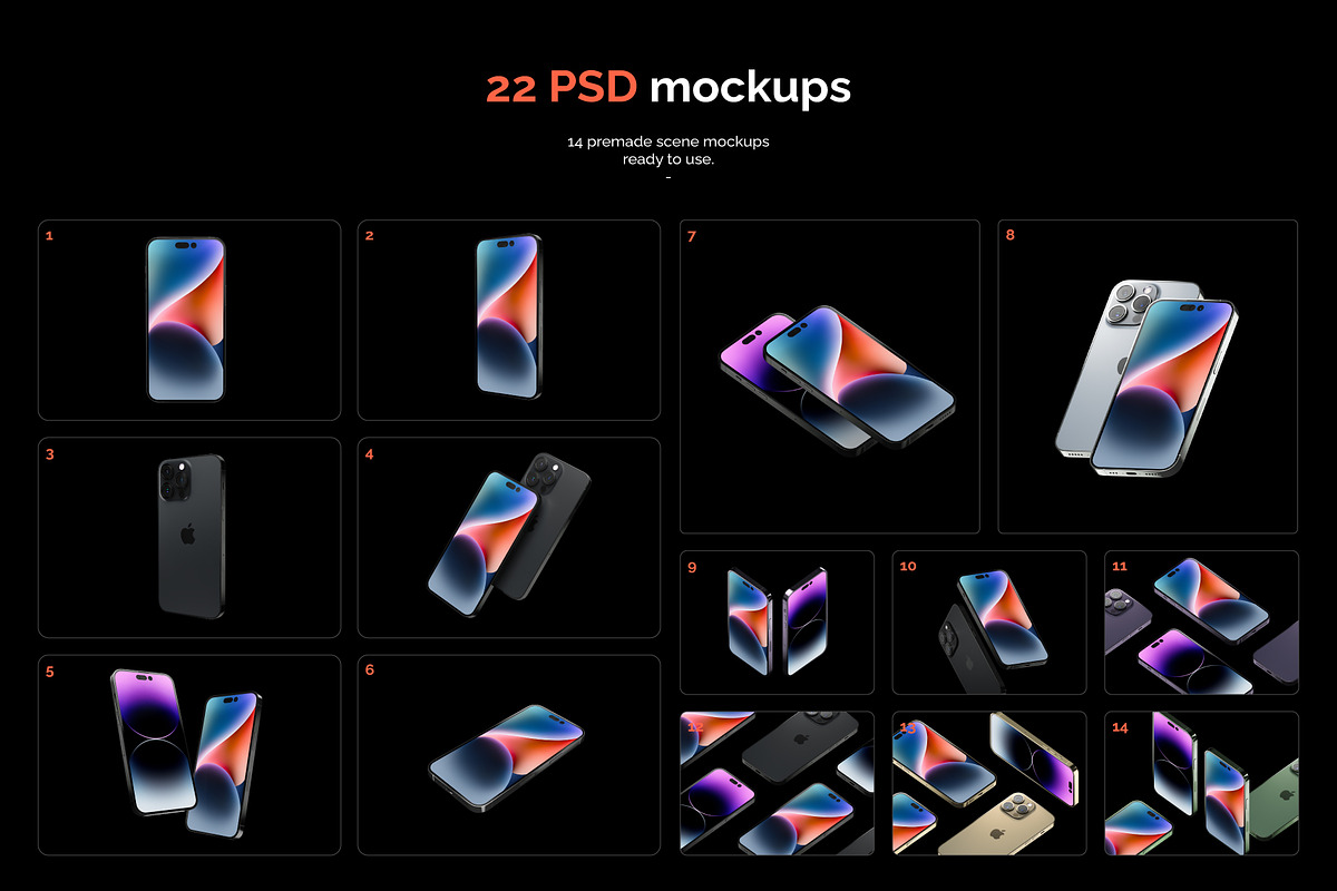 iPhone 14 PRO Mockup, an iPhone Mockup by Mocku (Photo 5 of 17)