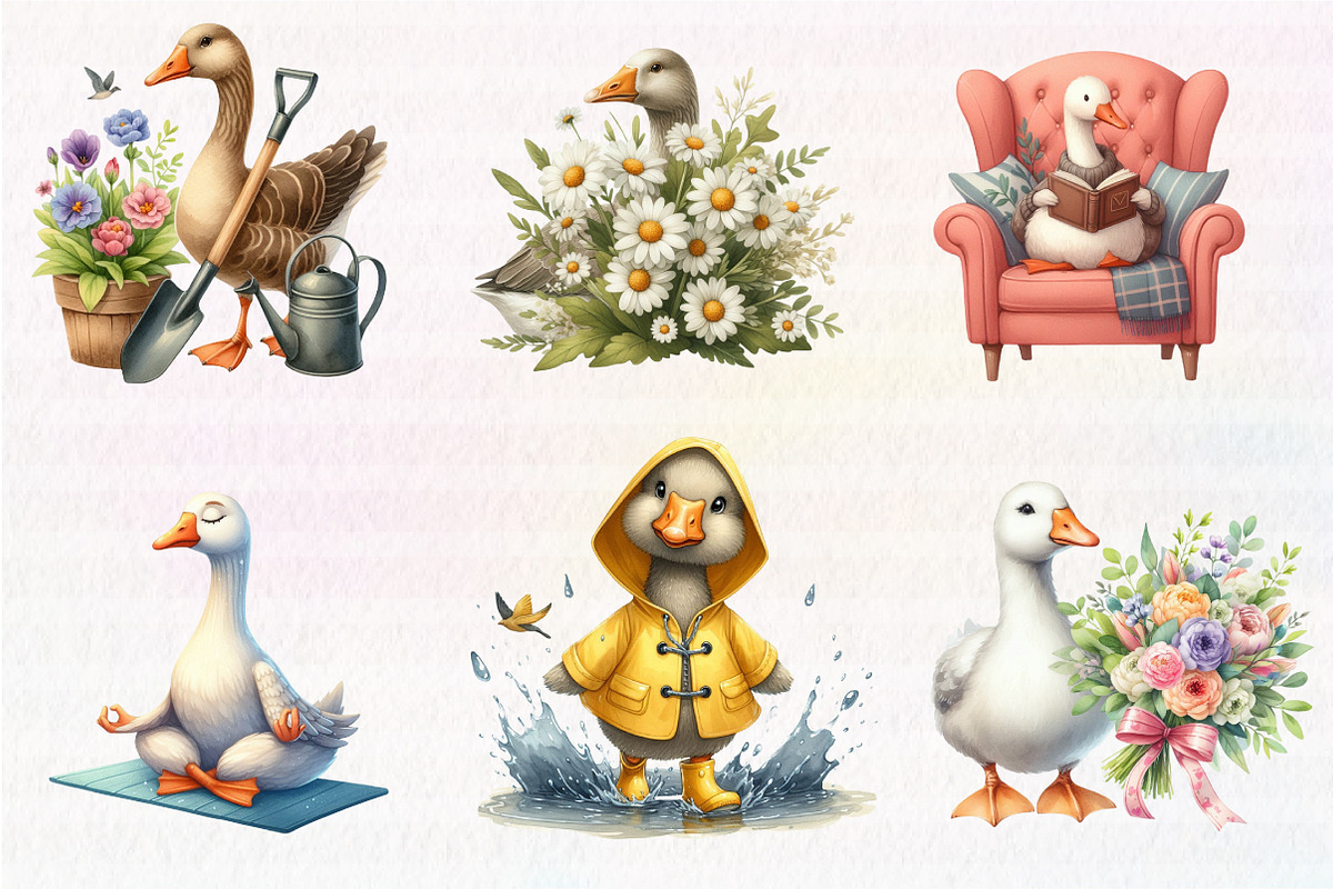 Silly Goose Clipart PNG, an Illustration by CreationArt (Photo 3 of 6)