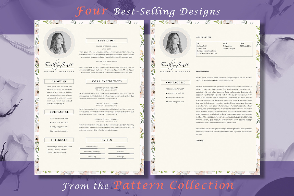 Resume CV Pattern Bundle, a Resume Template by Showy68 Template (Photo 6 of 7)