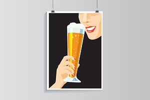Drinking beer.