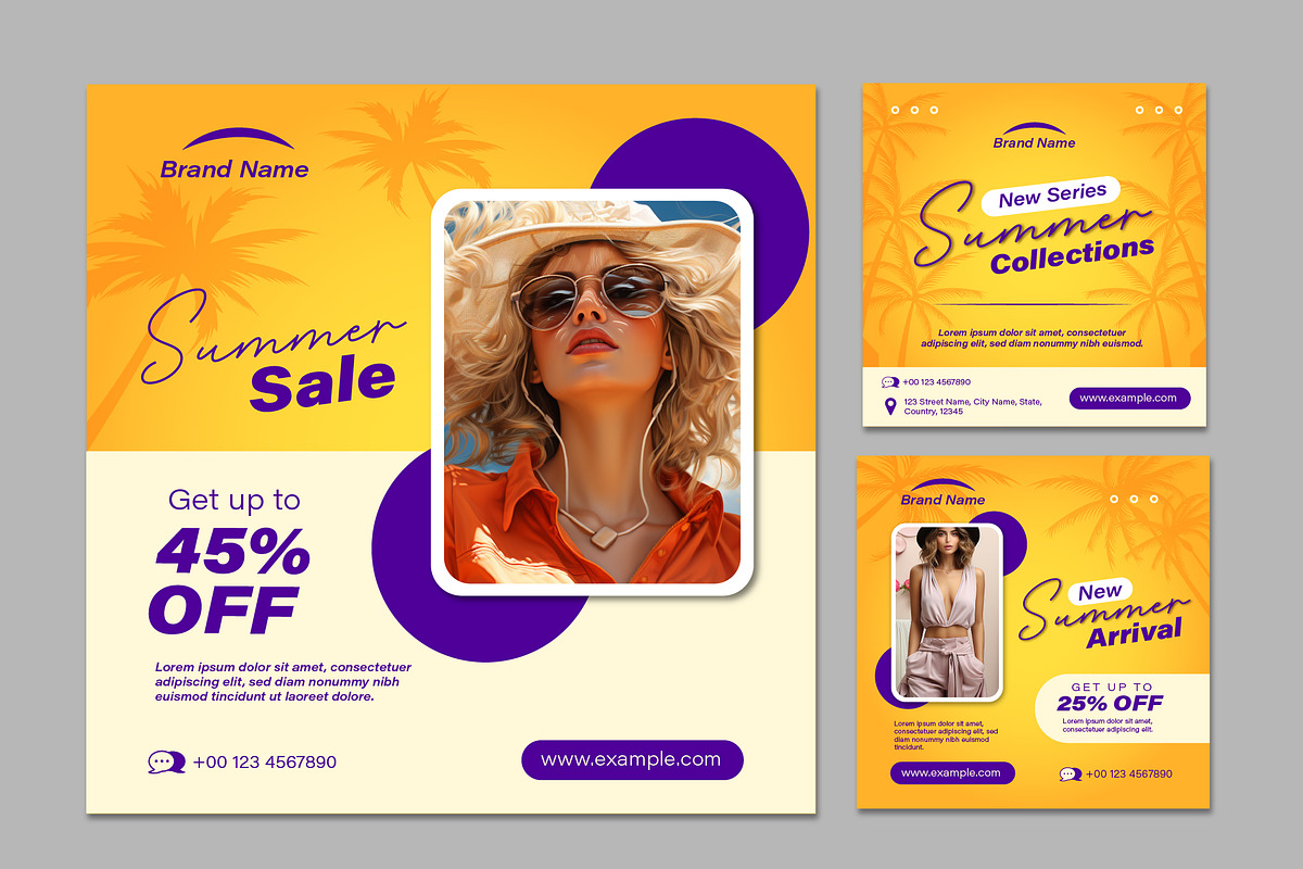 Summer Sale Social Media Post Set, a Templates & Theme by studiogstock (Photo 1 of 4)