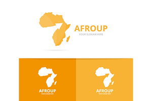 Vector Africa And Arrow Up Logo Combination. Safari And Growth Symbol Or Icon. Unique Geography, Continent And Upload Logotype Design Template.