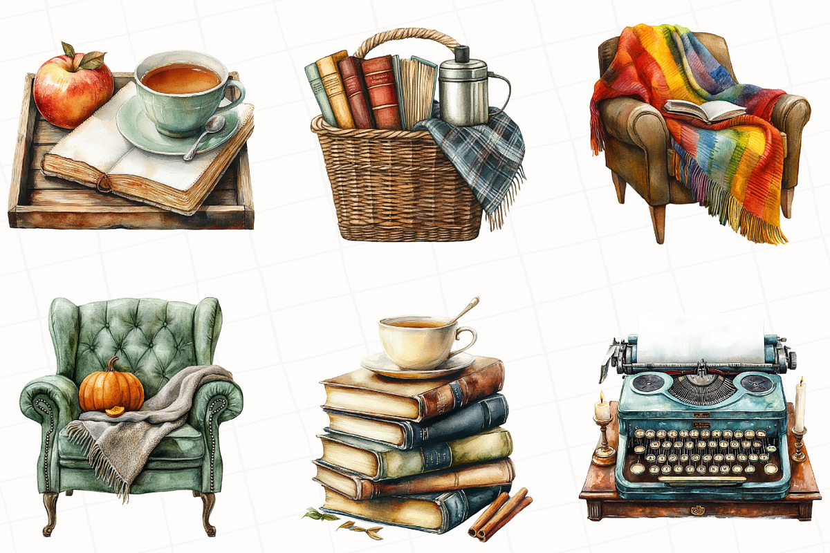 Autumn Cozy Reading Clipart, an Illustration by OK Design (Photo 5 of 5)