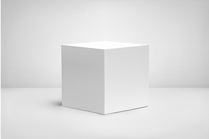 Cube 3d podium, white, platform. Box