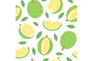 Durian fruit seamless pattern, a Food Illustration by LadadikArt