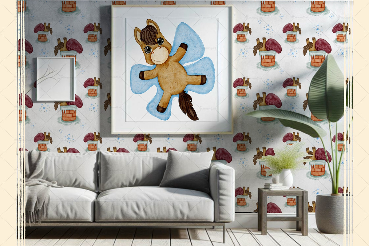 Holiday Pony Clipart & Pattern Bundl, an Object Graphic by Amarawolf's Art (Photo 11 of 13)