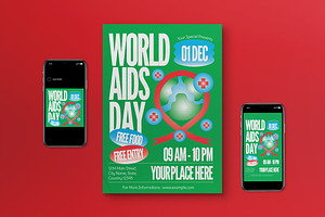 Green Beige World Aids Day Flyer Set, a Flyer Template by graphicook