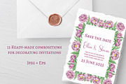 Peony and Hydrangea Clipart, a Decorative Illustration by Milla_Zelenyuk_art (Thumbnail 2 of 7)