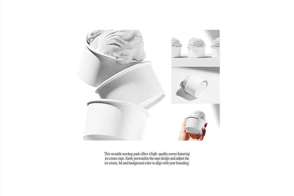 Ice Cream Cups Packaging Mockup, a Cups & Container Mockup by Creo.pt (Photo 2 of 6)