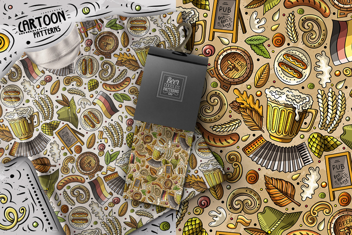 7 Beer Doodle Seamless Patterns Set, a Pattern Graphic by BALABOLKA (Photo 8 of 8)