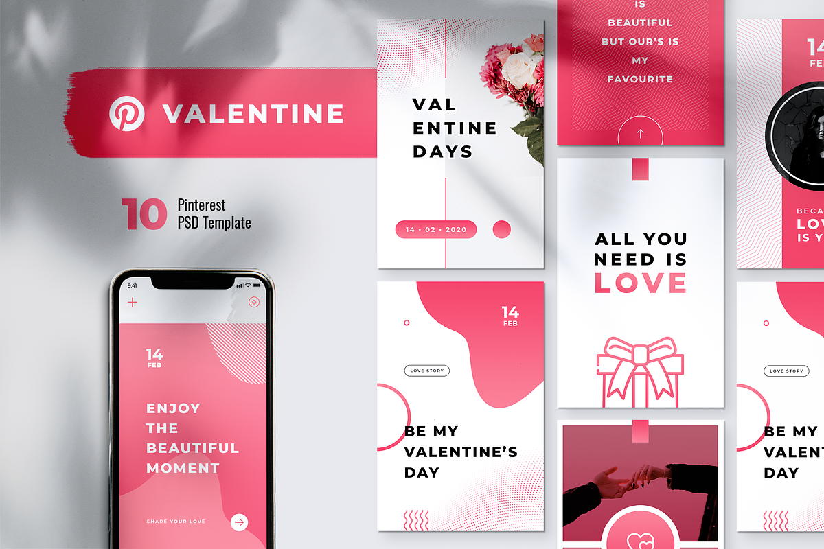 Happy Valentines Day Pinterest Post, a Social Media Template by Rahardi Creative (Photo 1 of 6)