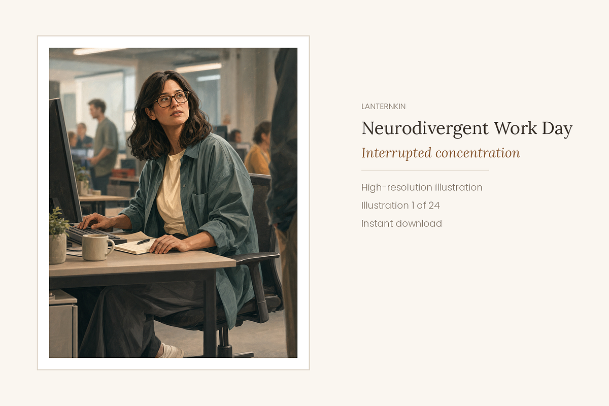 Neurodivergent at Work, Set of 24, a Person Illustration by LanternkinStudio (Photo 10 of 13)