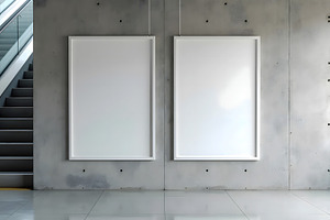 Blank Posters on Concrete Wall with, an Architecture Photo by Stock Shape