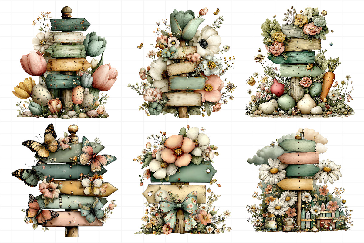 Whimsical Spring Singpost Clipart, an Illustration by Daily.Designs (Photo 6 of 8)