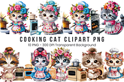 Cooking Cat Clipart PNG Bundle, a Graphic by Clipart Bloom (Thumbnail 1 of 12)