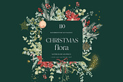 Christmas Floral watercolor graphics, a Decorative Illustration by Grace Noboa Illustrations (Thumbnail 1 of 15)