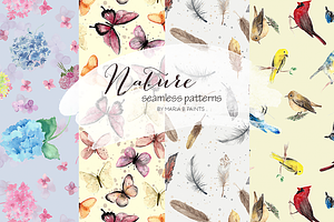 Watercolor Seamless Pattern - Nature