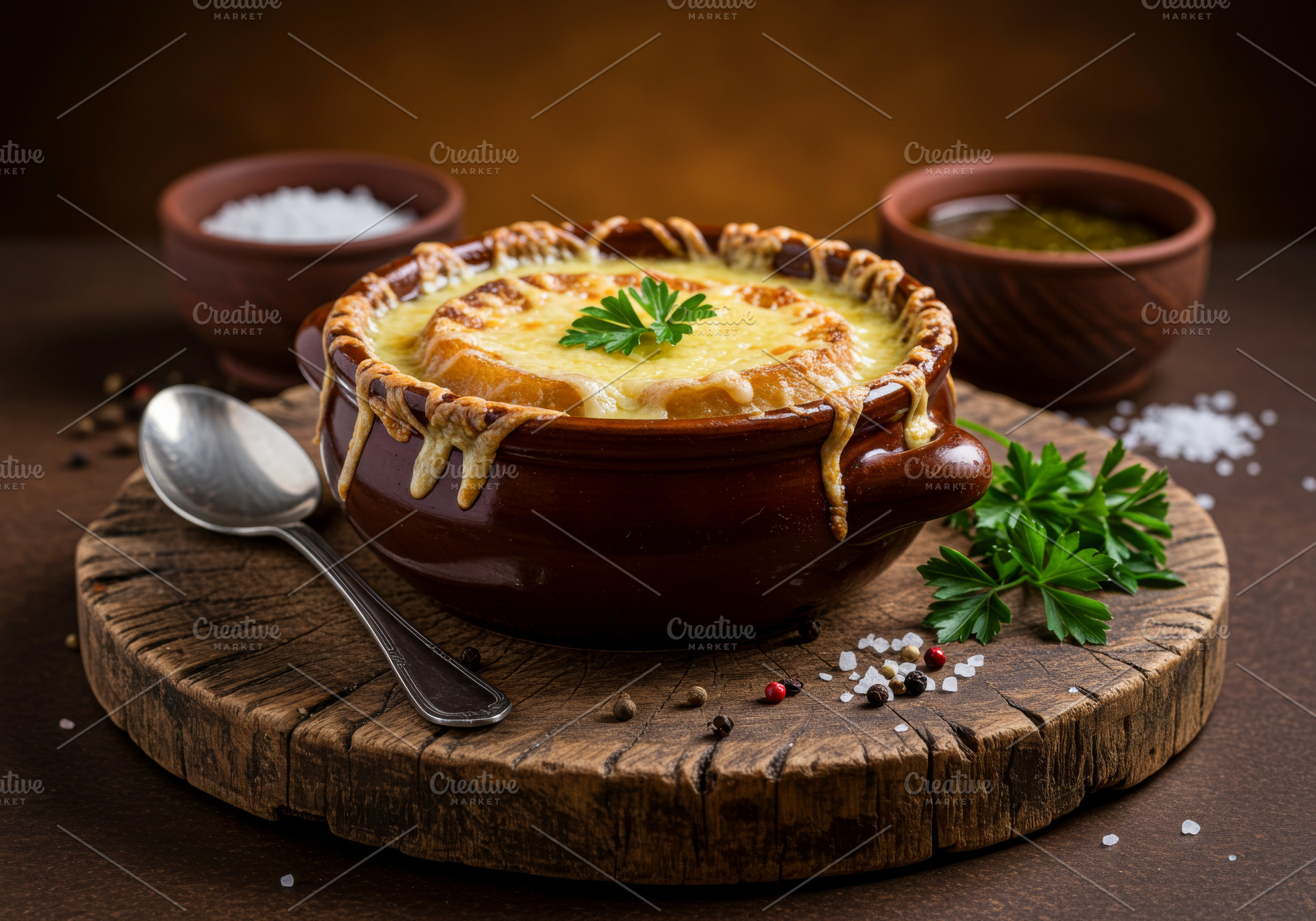 Traditional French onion soup with m, a Food & Drink Photo by professorinc