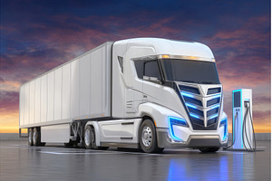 At sunrise, a futuristic truck is, a Transportation Photo by ZinetroN