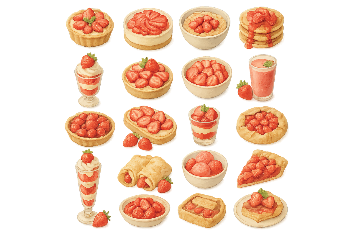 Strawberry Dessert Icon Pack, an Object Graphic by RT Studio