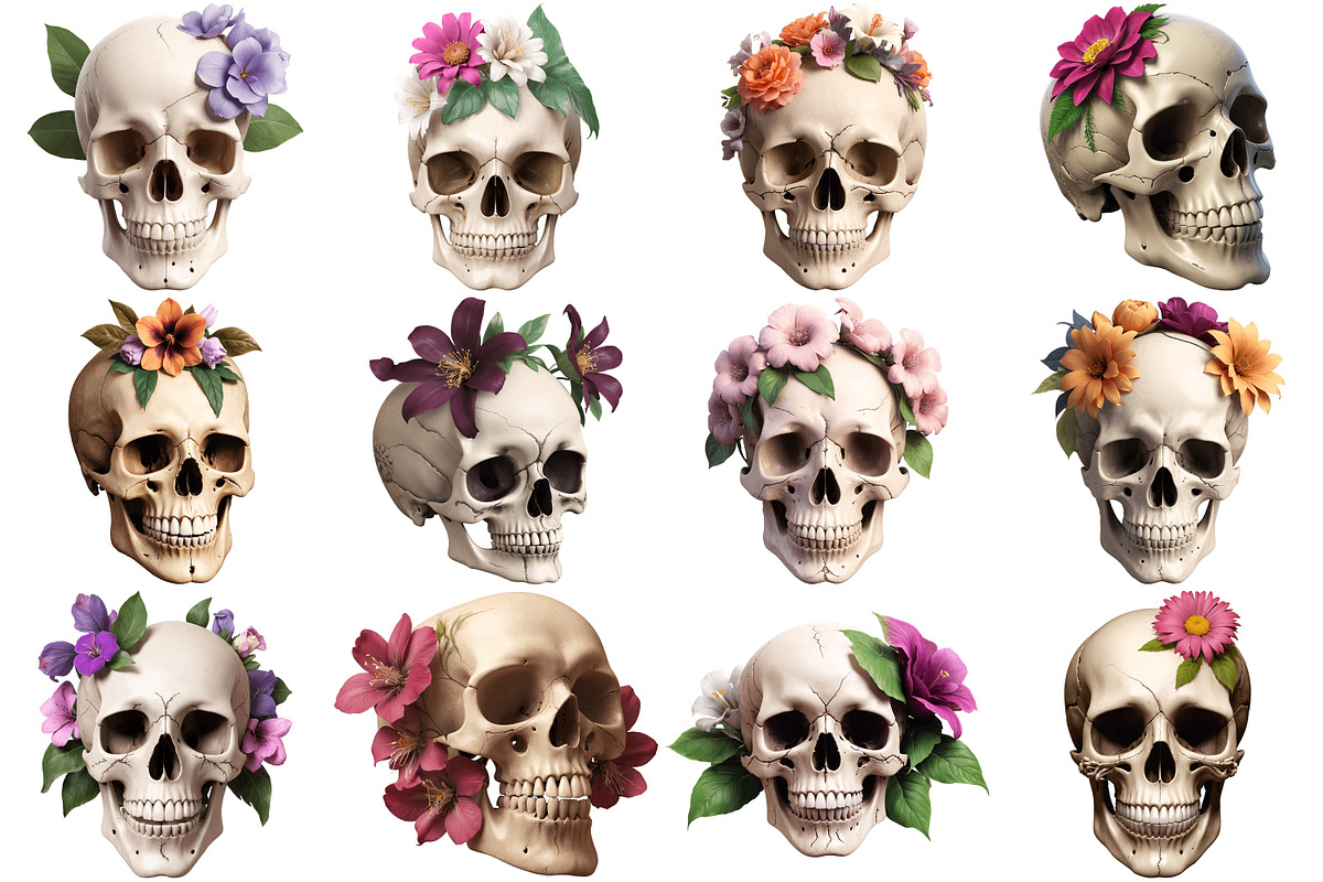 Floral Skull Clipart Png, an Illustration by Forhadx5 (Photo 5 of 6)