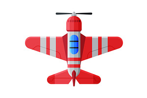 Flying Red Aircraft, Airplane View, a Transportation Illustration by TopVectors