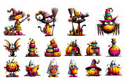 Whimsical Halloween Clipart, an Illustration by Libby Wishes (Thumbnail 4 of 7)