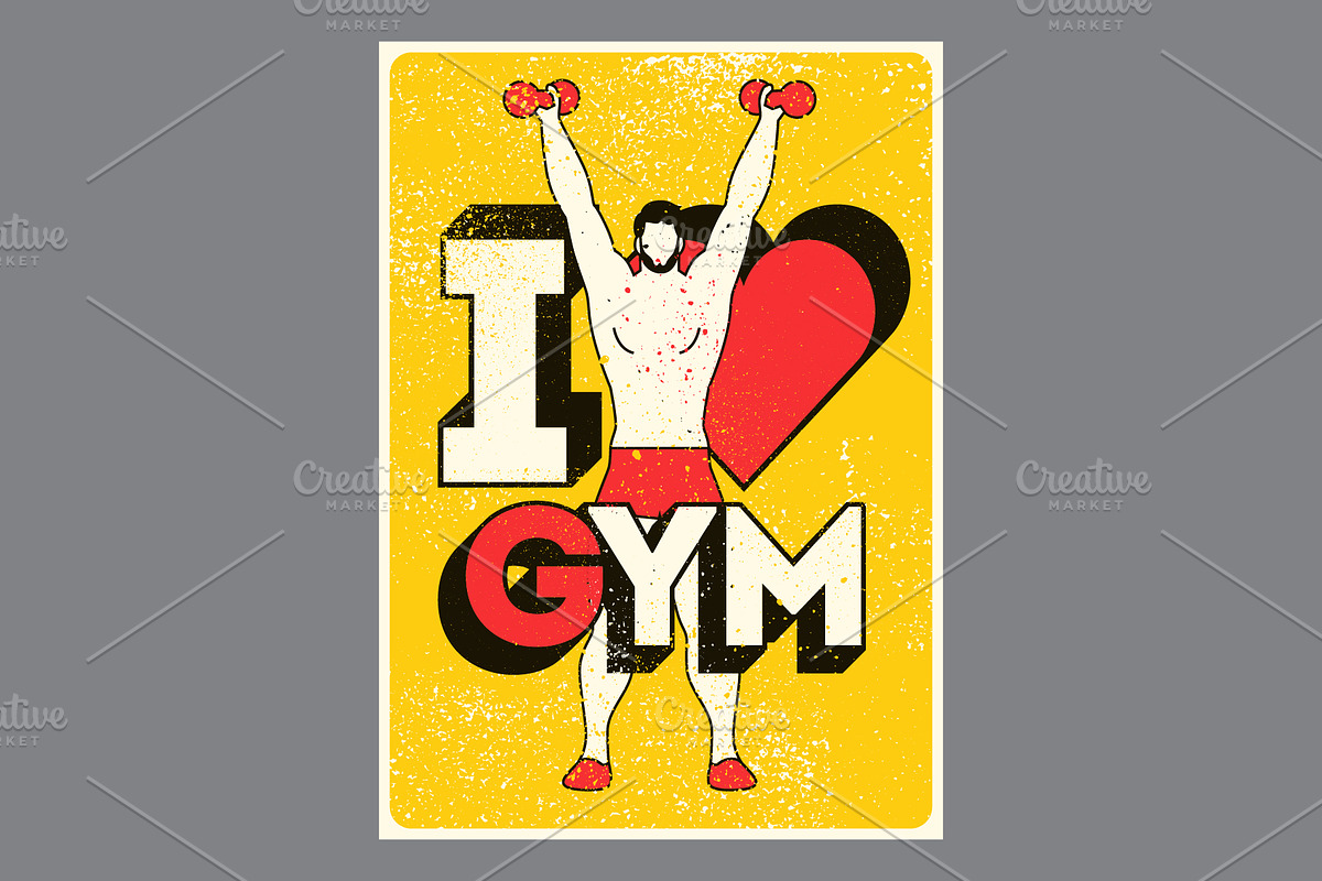 I Love Gym. Vector poster set., a Sport Illustration by PoPaShop (Photo 6 of 7)