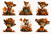 Whimsical Autumn Fall Deer Clipart, a Seasonal Illustration by Designworld (Thumbnail 3 of 9)