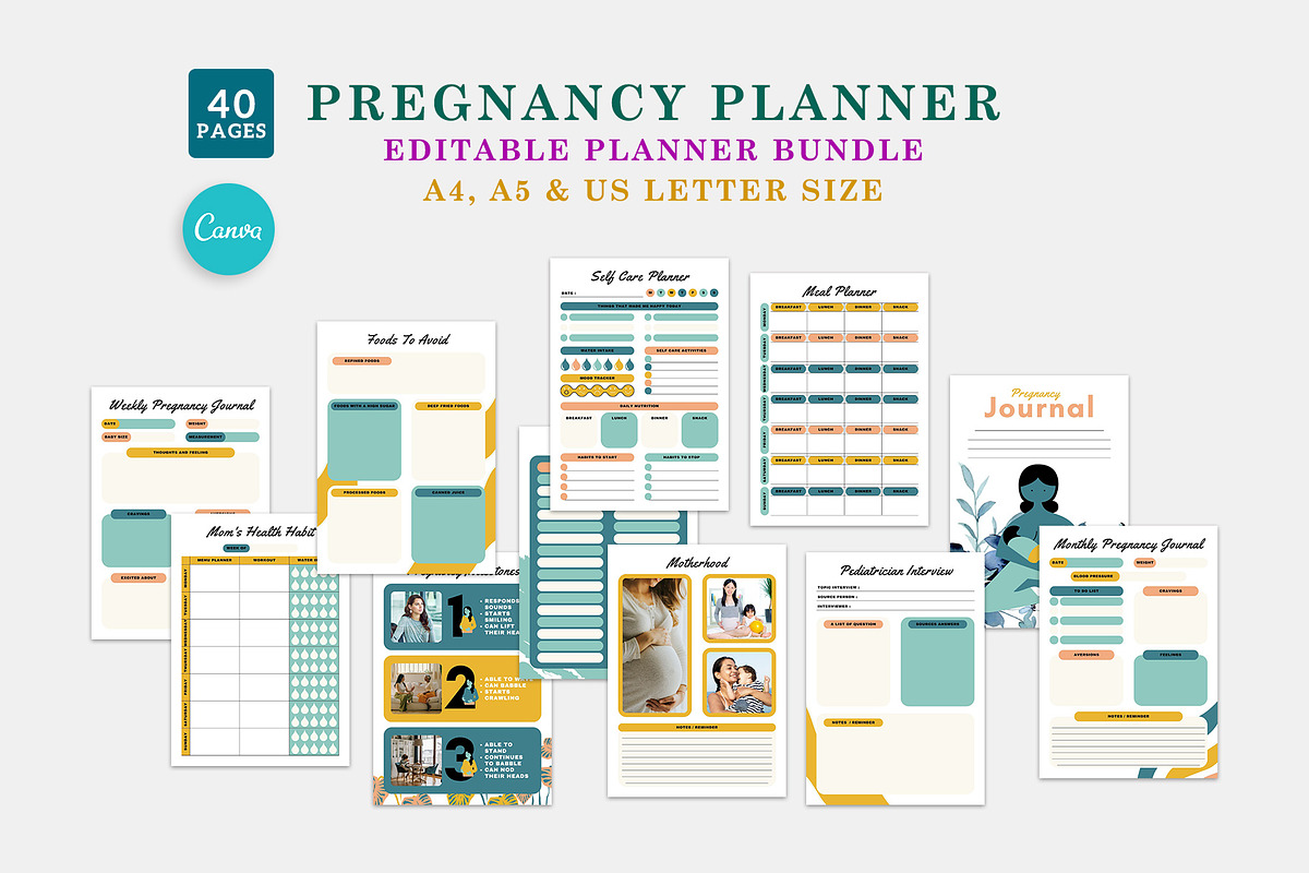 Pregnancy Planner Bundle Pack, a Stationery Template by MNT-Creator (Photo 1 of 6)