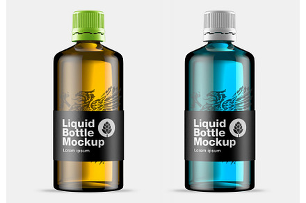 Amber Glass Bottle Mockup, a Packaging Mockup by OneVectorStock