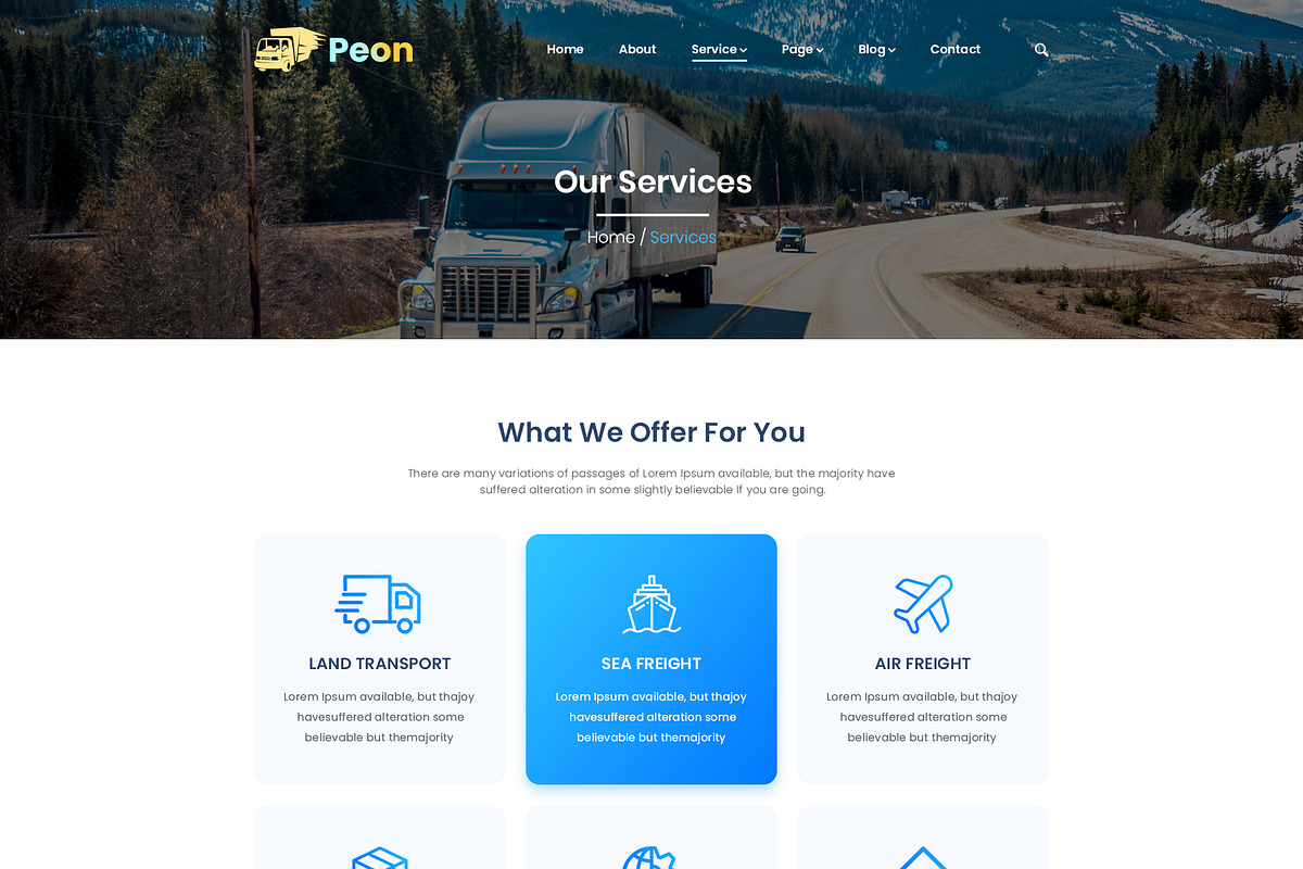Peon - Logistic PSD Template, a Landing Page Template by Andit themes (Photo 8 of 34)