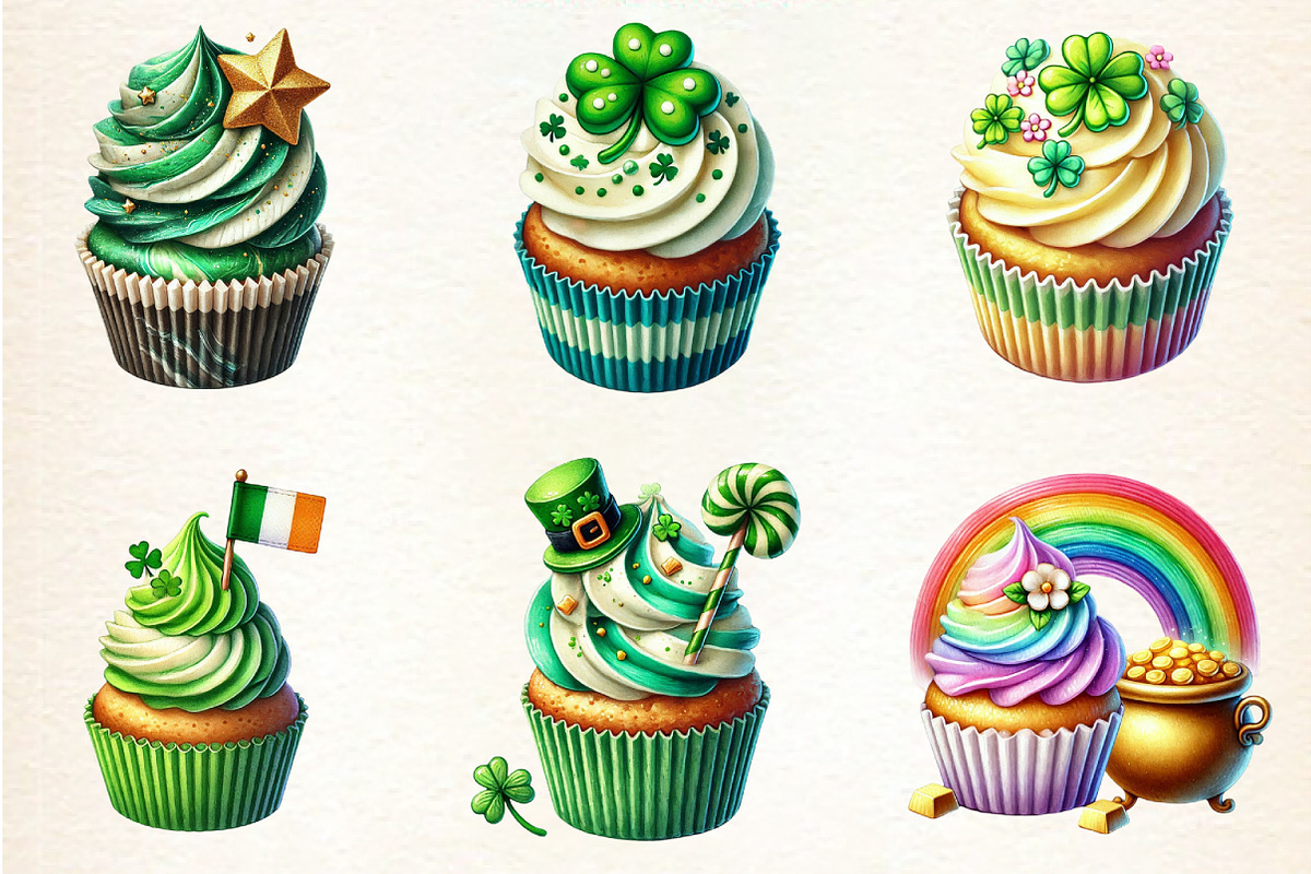 St Patrick's Day Cupcake Clipart, a Seasonal Illustration by DreamArtGraphic (Photo 5 of 5)