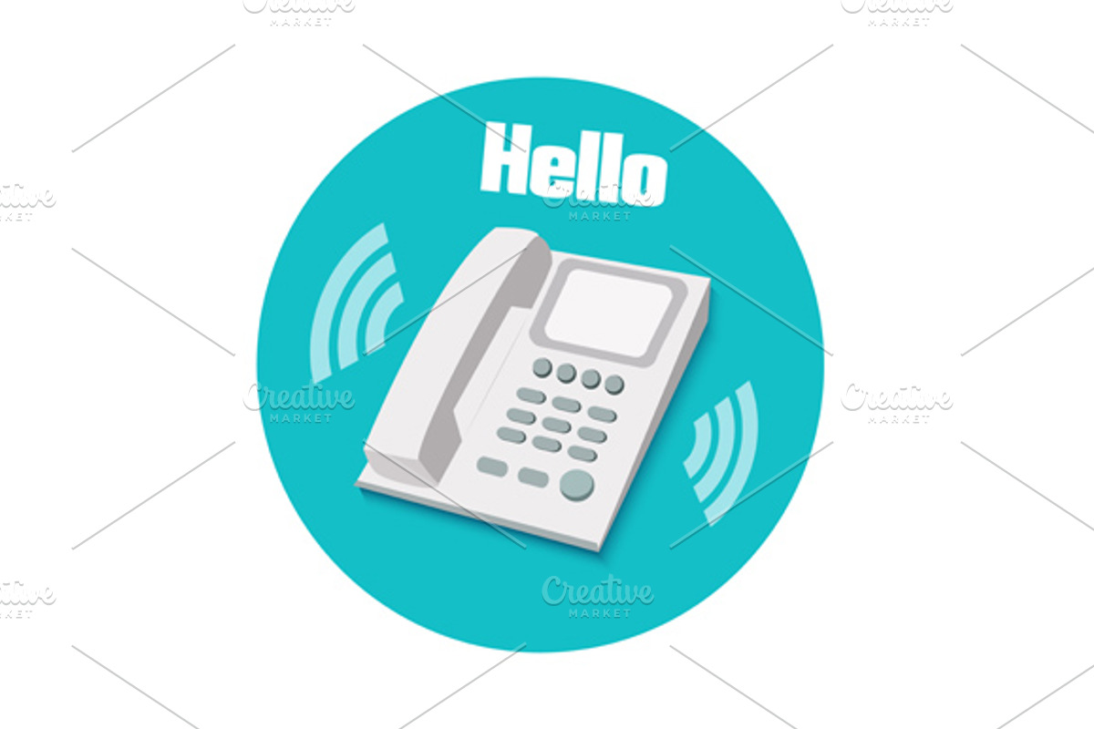 Phone in flat design. Landline phone