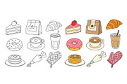 Hand drawn coffee bakery and dessert, a Food Illustration by kaisorn (Thumbnail 2 of 3)
