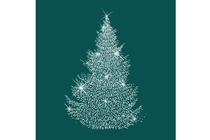 Snowy graphic tree. Christmas tree, an Illustration by Nenahliadava Design