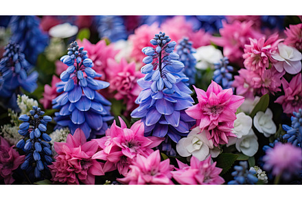 bouquet blue and pink flowers ai, a Nature Photo by pikepicture
