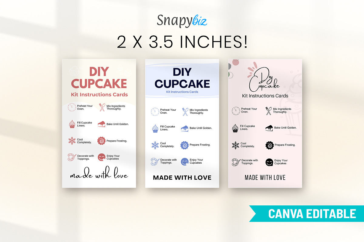 Cupcake Kit Instructions Guide Cards, a Card Template by Snapybiz (Photo 3 of 10)