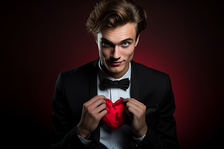 Portrait of charming man holding heart, a Person Photo by Natalia Klenova's Shop
