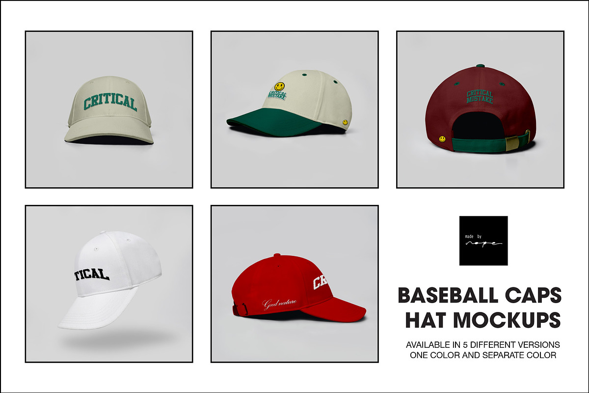 Baseball Caps Hat Mockup Vol 1, a Hat Mockup by made_by_nope (Photo 1 of 29)