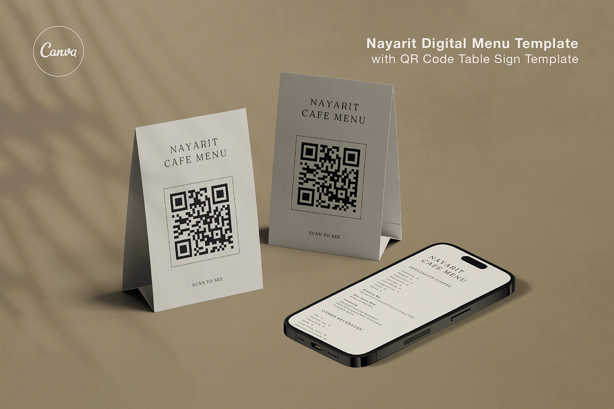 Digital Menu Template with QR Sign, a Marketing Template by Paraná Studio (Photo 1 of 5)