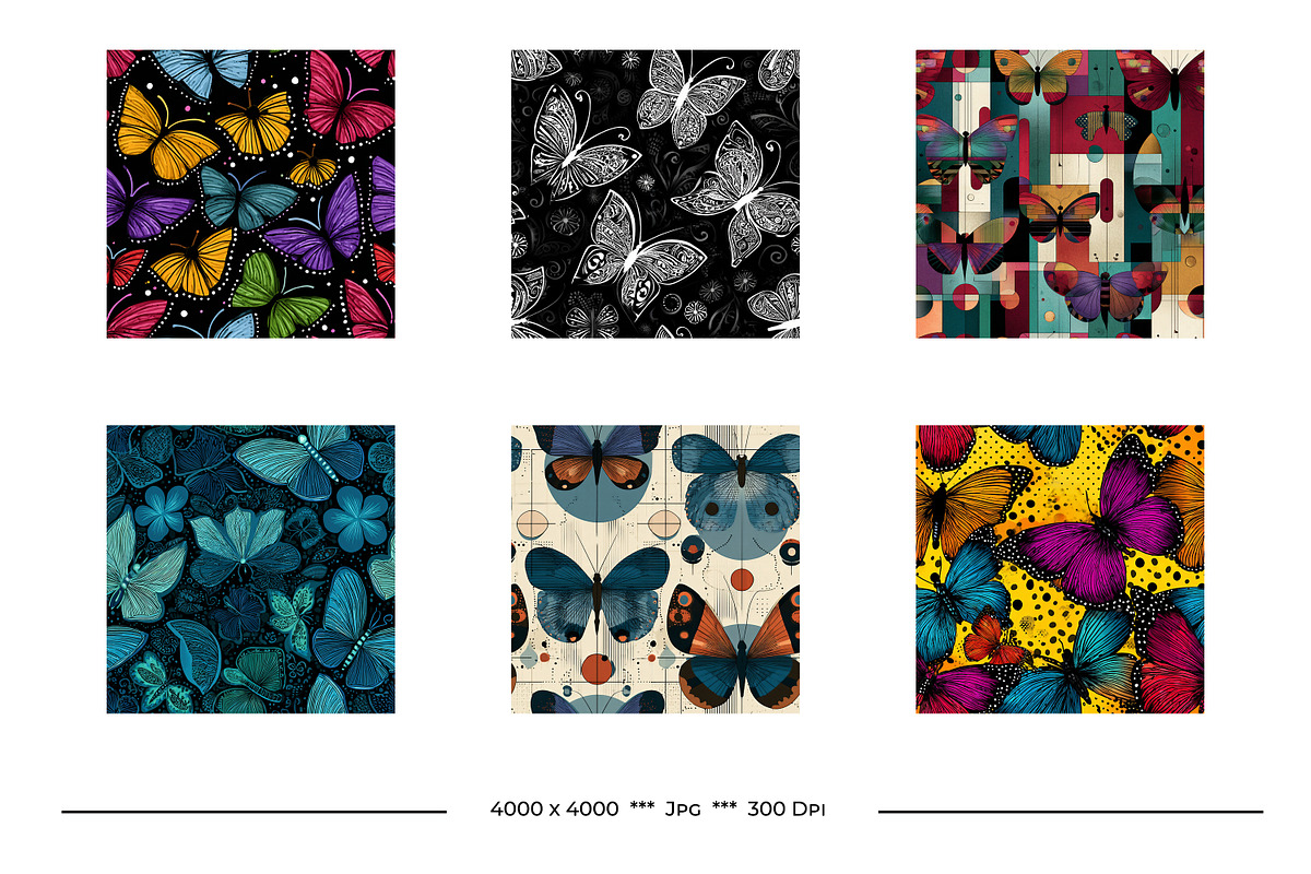 Butterfly Retro Art Style Patterns, a Pattern Graphic by karenfoleyphoto (Photo 12 of 16)