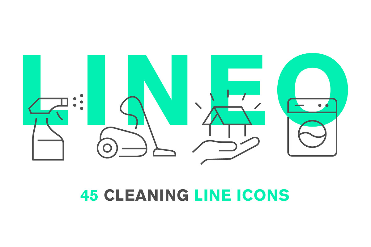 LINEO - 45 CLEANING ICONS, an Outline Icon by sharpnose (Photo 1 of 6)