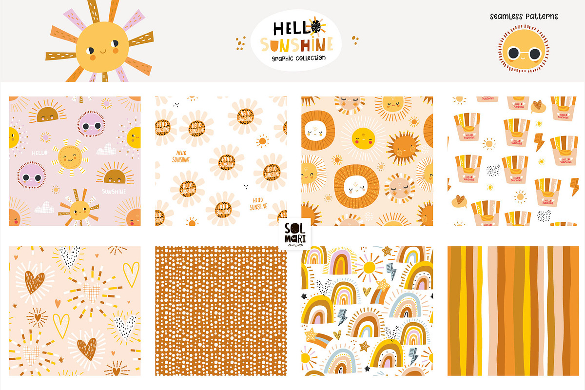 Hello SUNSHINE graphic collection, a Decorative Illustration by solmariart (Photo 2 of 10)
