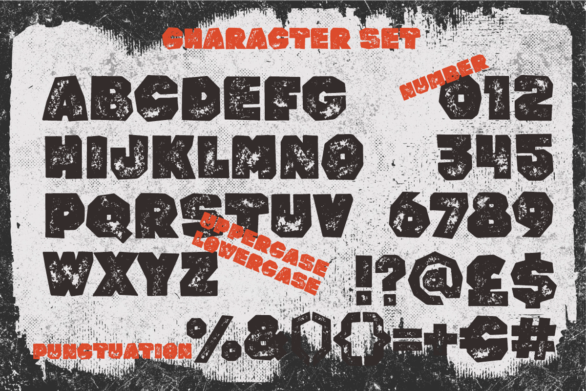 Rumbled Grunge - Bold Vintage Textur, a Font by PutraCetol Studio (Photo 5 of 5)