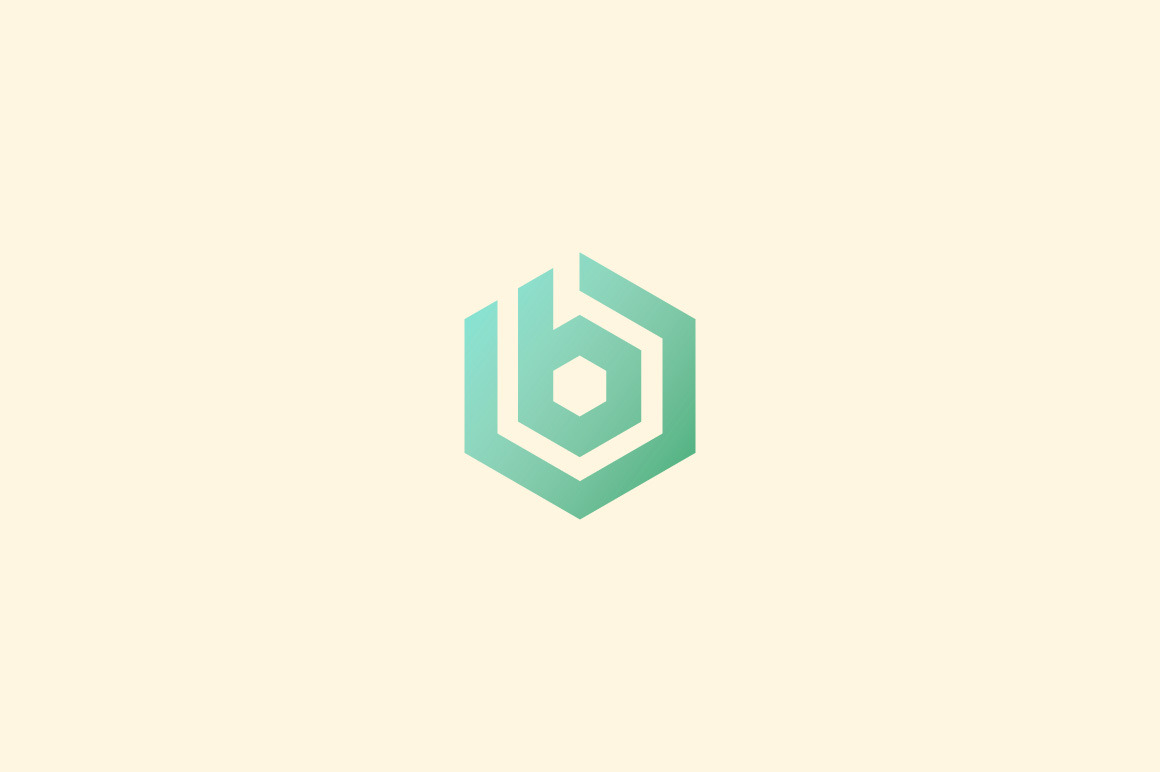 Abstract letter B vector logotype. Line hexagon creative simple logo ...