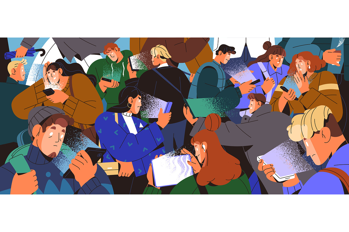 Smartphone addiction concept, banner, a Person Illustration by PaperTrident (Photo 3 of 4)
