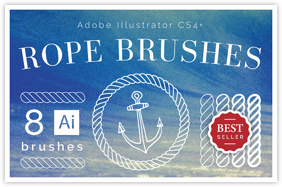 8 Nautical Rope Brush Set
